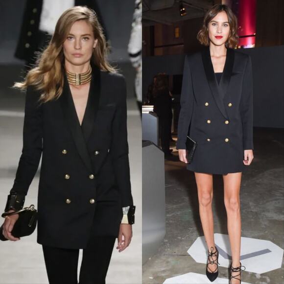 Balmain x H&M Tuxedo Double Breasted Blazer Mini Dress Black - Picture 1 of 6